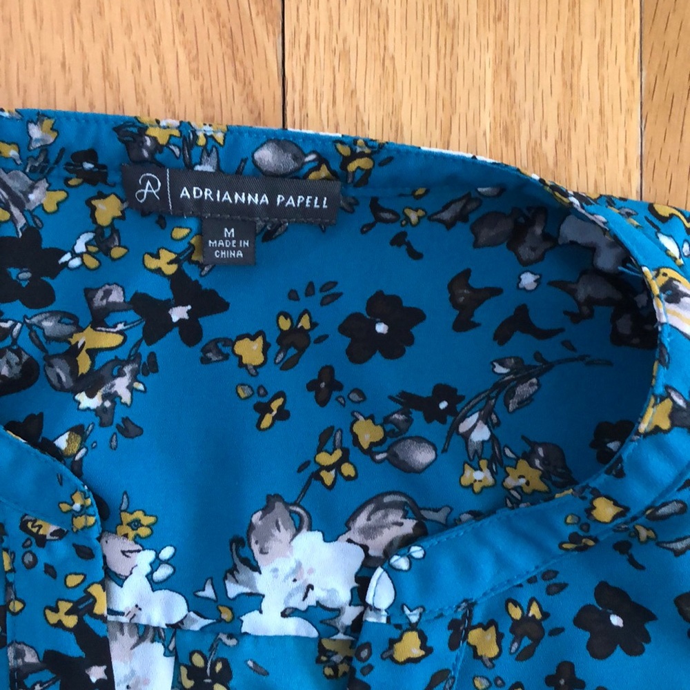 Adrianna Pappell split neck blouse, teal floral